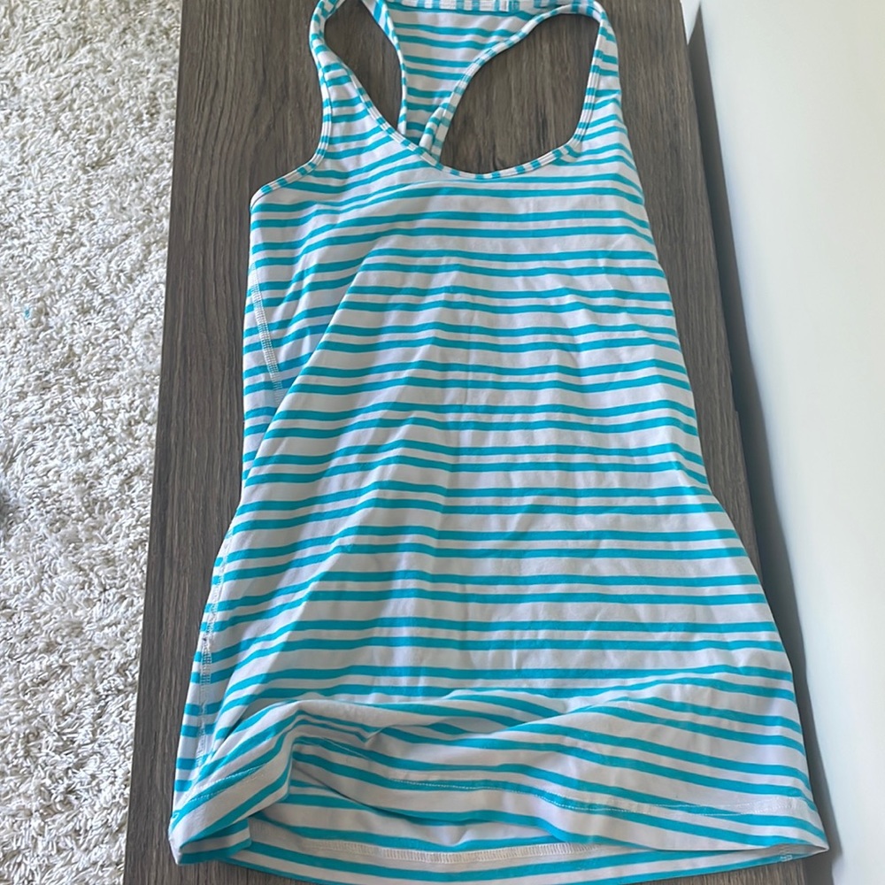 Lulu lemon blue and white striped racer back tank
